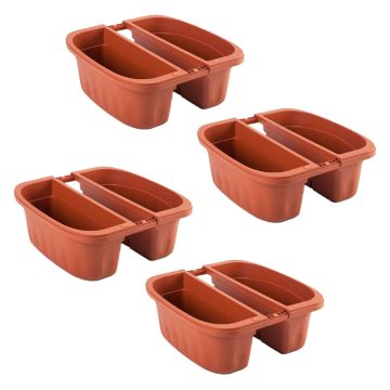 Klunia 40 - Set Di 4 Balconiere Doppie Da 40Cm Con Agganci Regolabili E Riserva D'Acqua Frankystar 
