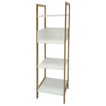 Ellie - Scaffale In Bamboo Ed Mdf A 4 Ripiani Casa Collection Bianco