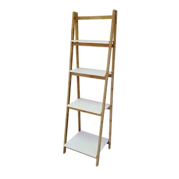 Lila - Scaffale In Bamboo Ed Mdf A 4 Ripiani Casa Collection Bianco