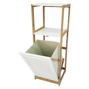 Adelaide - Mobiletto multiuso in bamboo con 1 ripiano + 1 cesto - 36x33xH98 cm Casa Collection Marrone