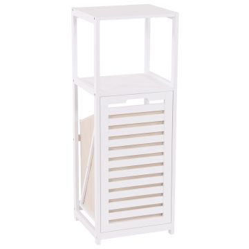 Adelaide - Mobiletto multiuso in legno di pino con 1 ripiano + 1 cesto - 36x33x98h cm Casa Collection Bianco