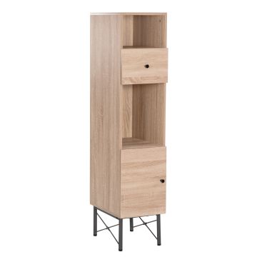 Arcadia - Colonna In Legno E Metallo Con 2 Vani A Giorno + 1 Cassetto + 1 Anta Casa Collection Marrone