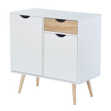 Bolt - Mobiletto in stile nordico con 2 ante e 1 cassetto Casa Collection Bianco