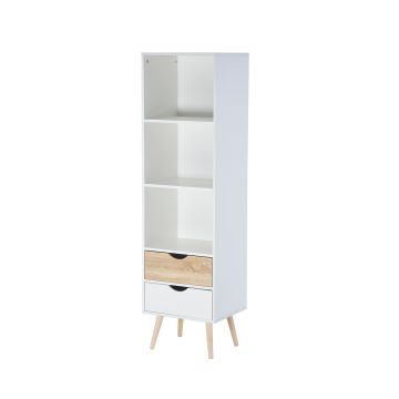 Bolt - Colonna Multiuso In Stile Nordico Con 2 Cassetti E 3 Vani A Giorno Casa Collection Bianco