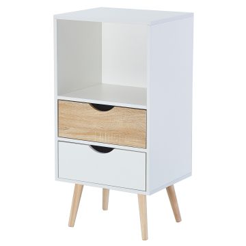 Bolt - Mobiletto in stile nordico con 2 cassetti e 1 vano a giorno Casa Collection Bianco