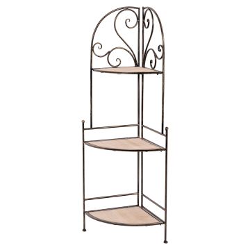 Ruby - Scaffale Angolare In Legno E Metallo Anticato - 49X36X122H Cm Casa Collection Marrone