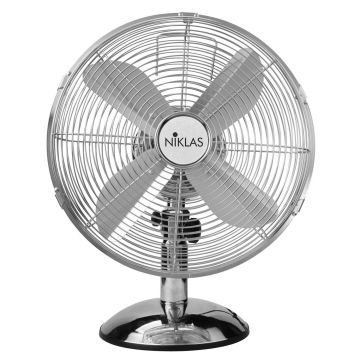 Niklas Newage Chrome - Ventilatore da tavolo in metallo cromato Niklas Grigio 10%