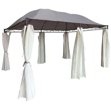 Barbados - Gazebo Da Giardino In Acciaio 3X4 Mt Con Tende Laterali Frankystar Grigio 20%
