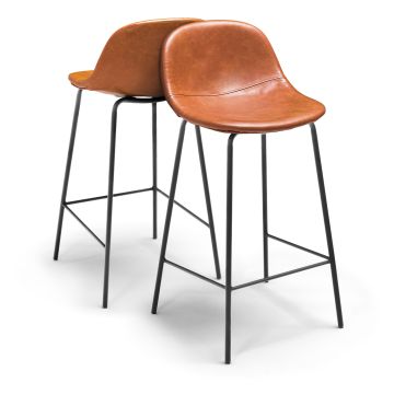 BRISTOL - Coppia di sgabelli di design in leatherette cuoio Frankystar Marrone-rosso