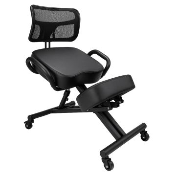 Neil - Sedia Sgabello Ergonomico Posturale Ortopedico con Schienale max 110 Kg Nero Frankystar Nero