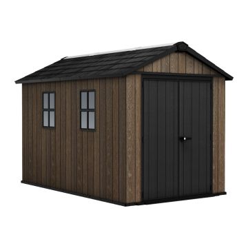 Apex 7511/1175- Casetta da Giardino 350x246x230 cm 2 Ante per deposito attrezzi finitura effetto legno Evotech+ in Resina Marrone e Nero Keter Marrone