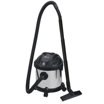Bidone aspiratutto solidi e liquidi fusto inox 15 L 1000 W Boudech Nero