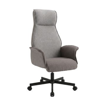 Axia - Sedia Da Ufficio 49x125x70 cm Poltrona Presidenziale Comoda con Ruote Girevoli in Pu e Tessuto Grigio Frankystar Grigio 30%
