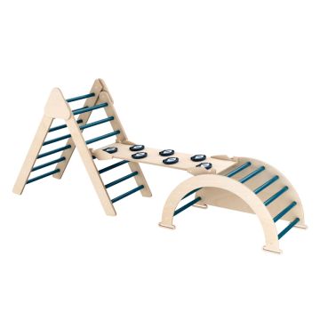 Bambam - Arco da Arrampicata Montessoriano 200x80x45 cm a Triangolo con Cuscino in legno massello per bambini 1-3 anni The Indigo Project Beige