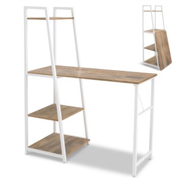 Bimyo - Scrivania pieghevole con libreria salvaspazio 50x41xH128 cm in stile industrial oak Frankystar Albero Della Canfora