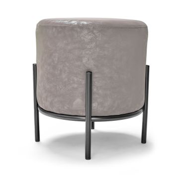 BONN LETHERETTE - Pouf piccolo tondo in letherette Frankystar Grigio 30%