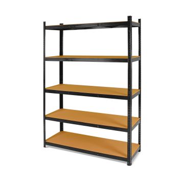 Brace 120 - Scaffale per carichi pesanti in metallo e MDF con 5 ripiani regolabili 180x120x40 cm Boudech Nero