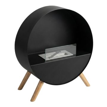 Venere - Camino a Bioetanolo da Pavimento 60x72x30 cm con Bruciatore 1 Litro e Piedi in Legno di Pino Frankystar 