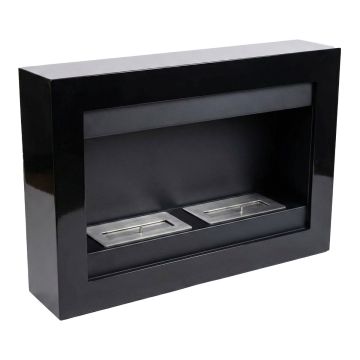 Vespasiano - Camino a Bioetanolo da Parete 80x51x16 cm con 2 Bruciatori 3 Litri Nero Frankystar Nero