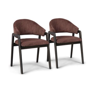 Canberra Corduroy - Coppia di 2 poltroncine in legno massello di Parawood e velluto a coste Frankystar Tronco