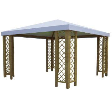 Capri - Gazebo Da Giardino In Legno 3X3 Mt Frankystar Bianco