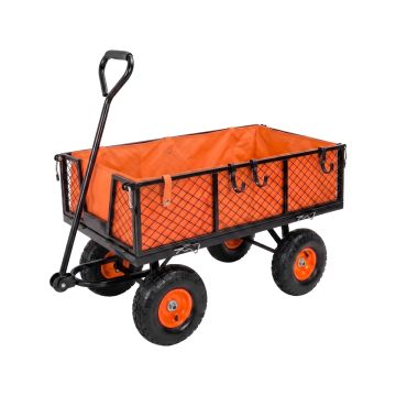 Carrello da rimorchio 350Kg con griglie amovibili e ganci porta scopa Boudech Arancione
