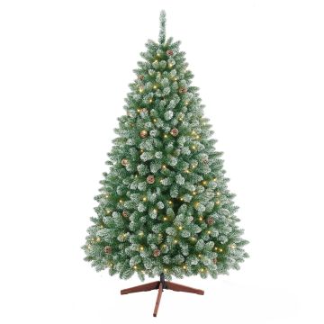 Comet - Albero di Natale con luci LED e pigne ø85 x150H, 380 rami e 20 pigne Frankystar Verde