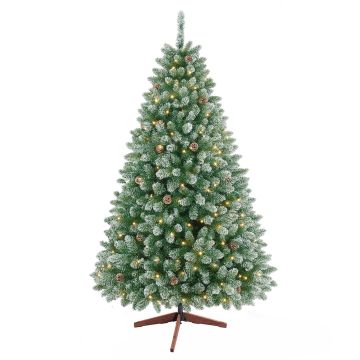 Comet - Albero di Natale con luci LED e pigne ø125x240H cm, 2000 rami Frankystar Verde