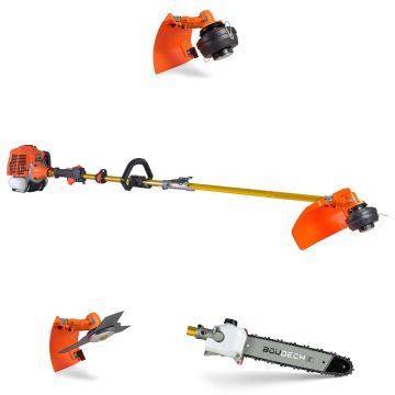 Monster 620 - Decespugliatore Multifunzione a scoppio 3 in 1 Motore 2 Tempi con Disco 3T Tesina batti e vai e Svettatoio Boudech Arancione