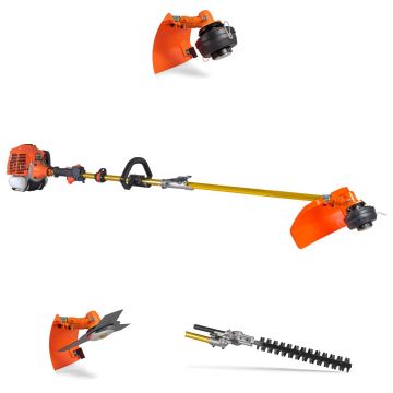 Monster 620 - Decespugliatore Multifunzione a scoppio 3 in 1 Motore 2 Tempi con Disco 3T Tesina batti e vai e Tagliasiepe Boudech Arancione