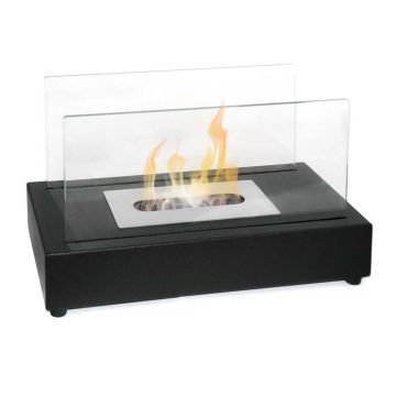 Berlino - Camino a bioetanolo da tavolo per interni ed esterni 35x18xH20,5 cm Divina Fire Nero
