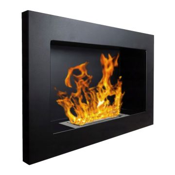 Pisa - Camino a bioetanolo da parete o incasso 65x12xH40 cm Divina Fire Nero