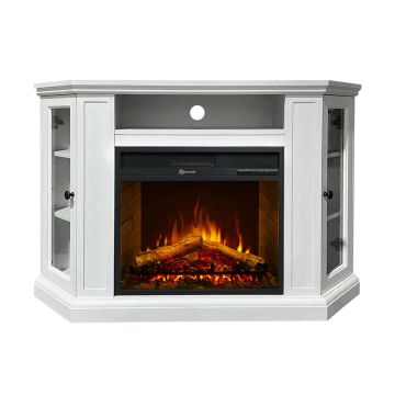 Madison - Camino elettrico angolare da terra 126x78xH83 cm, effetto fiamma Divina Fire 