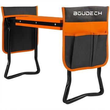 Ergogard - Sgabello Inginocchiatoio Multifunzione 2 in 1 per Giardinaggio con Borsa Portautensili Nero e Arancio Boudech Nero