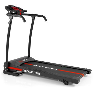 Essential 1100 - Tapis roulant elettrico 1,5HP pieghevole e compatto con impianto audio MP3 Boudech Nero