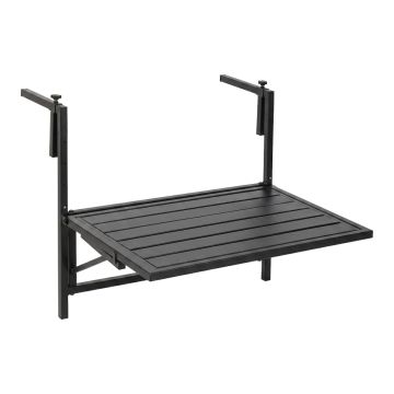 Etè - Tavolino Da Ringhiera Pieghevole 60x63x56 cm Mensola Sospesa da Esterno In Metallo Nero Frankystar Nero