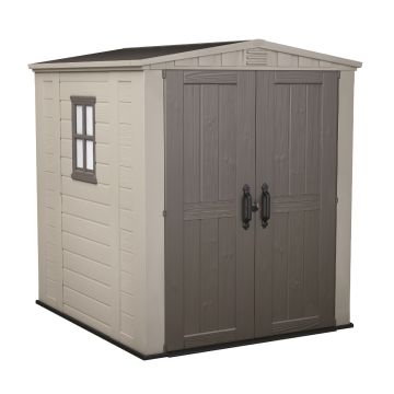Factor 6x6  - Casetta da Giardino 178x208x195,50 cm 2 Ante per deposito attrezzi finitura effetto legno  in Resina Beige Keter Beige