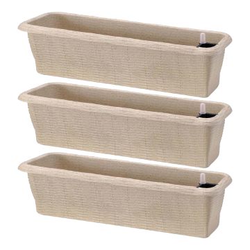 Paglia - Set di 3 fioriere auto-innaffianti 60x20cm Frankystar Tortora