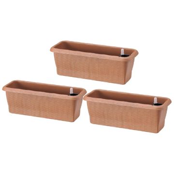 Paglia - Set di 3 fioriere auto-innaffianti 40x20cm Frankystar 