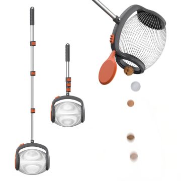 Bawang - Rullo Raccoglifrutta da 2 a 4 cm con Asta Telescopica in Acciaio per Frutta Nocciole Castagne e Oggetti Boudech Grigio 60%