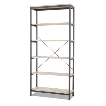Ganbaru - Libreria scaffale a 6 ripiani 80x30xH180 cm in stile industrial Frankystar 