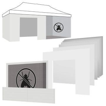 Set Completo Per Gazebo 3X6M: 5 Teli Laterali + Telo Porta + Telo Zanzariera Frankystar 