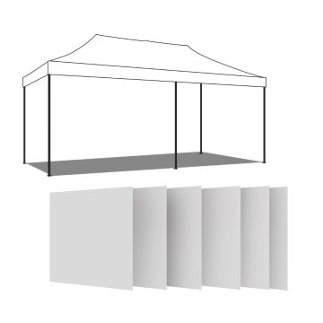 Set 6 Teli Laterali Per Gazebo 3X6M Con Velcro Frankystar Bianco