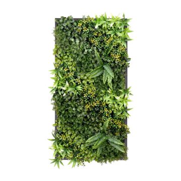 Giungla - Quadro vegetale con foglie e fiori, cornice nera in PVC, 100x50 cm Frankystar Verde