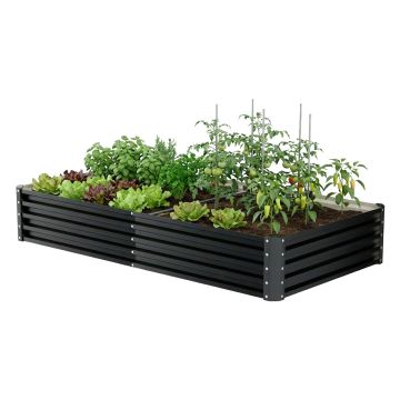 Hatake - Letto per Orto rialzato Rettangolare da Esterno 180x90x30 cm in Acciaio Inox Nero Frankystar Nero