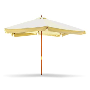 Iruy - Ombrellone da giardino in legno 3x3 m quadrato con bordura - Ricondizionato Frankystar Écru