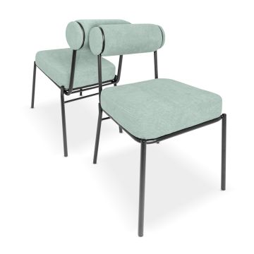 Jeju - Set di 2 sedie di design in metallo e velluto a coste Frankystar Tè verde