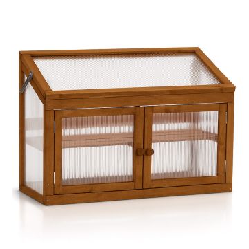 Kinto - Mini Serra 90x70x37 cm per Interno ed Esterno Porta Piante in Legno di Abete e Policarbonato Frankystar Marrone