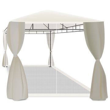 Beusi - Gazebo da giardino 3x2 m - con tende laterali e zanzariere Frankystar Écru