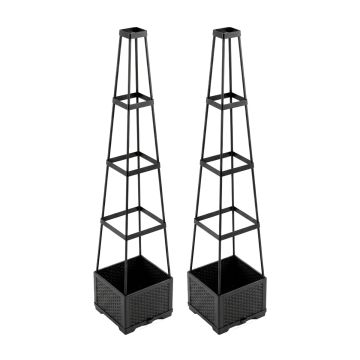 Kiri - Set 2 Vasi Fioriere per Piante di Pomodoro Rampicanti 27x 142,5 cm Autoirrigante in Plastica Nero Frankystar Nero